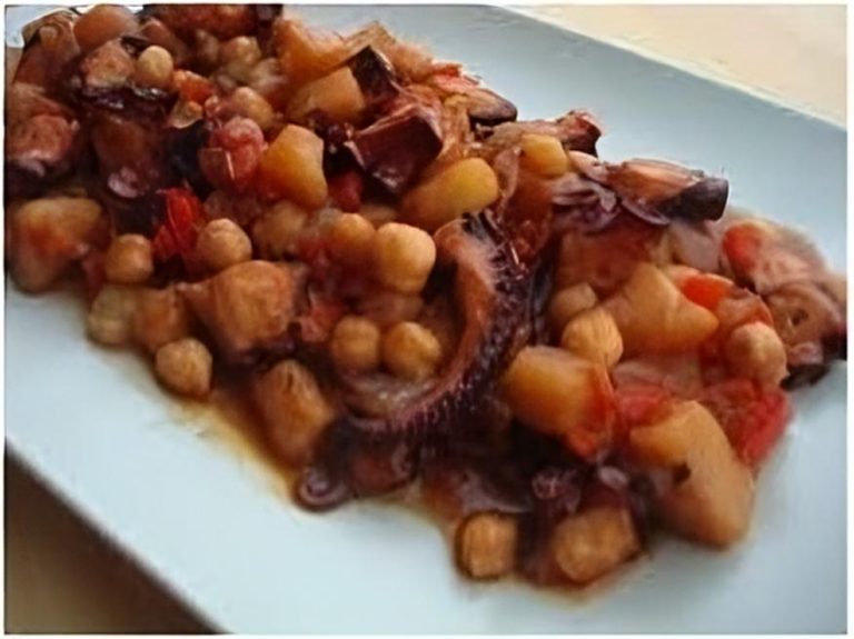 Cocido exprés de garbanzos con pulpo